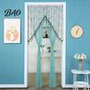 Polyester Sheer Window Dressing Lace Door Curtain, Embroidered Floral Doorway Curtain with Beads, Easy Install Renters Rod Pocket Room Divider