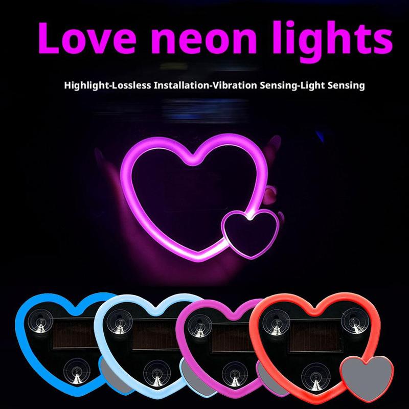 Solar Powered Heart Shaped Neon Light Car Atmosphere 4 Car Lamp Modes Accessory Ambient With Decoration Light Z5n1