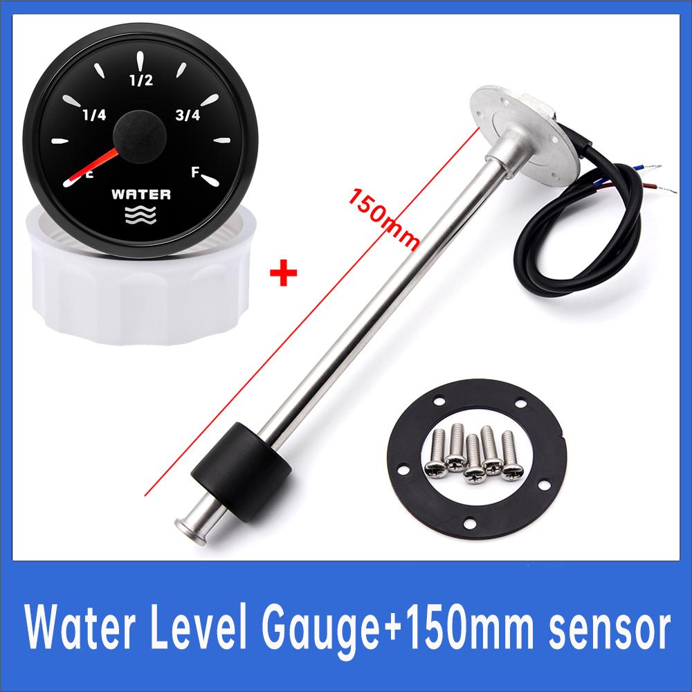 52mm 0-190ohm Water Level Gauge 7 Color Backlight and 100mm-500mm Water Level Indicator Fit for Car Boat Marine 12V 24V