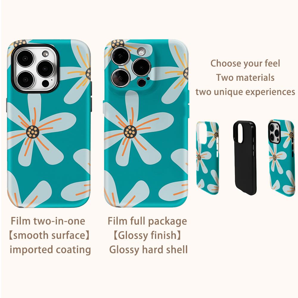Little Green Flower Phone Case for IPhone 16 15 14 13 12 11 X XS XR XSMAX 7 8 Pro Max Plus Double-layer Back Cover