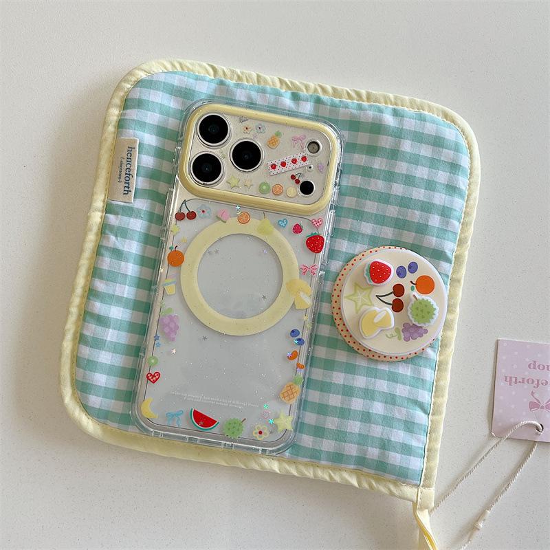 Sequined Magnetic Fruit Holder for iPhone 17/16 Pro Max/15/14 Cases