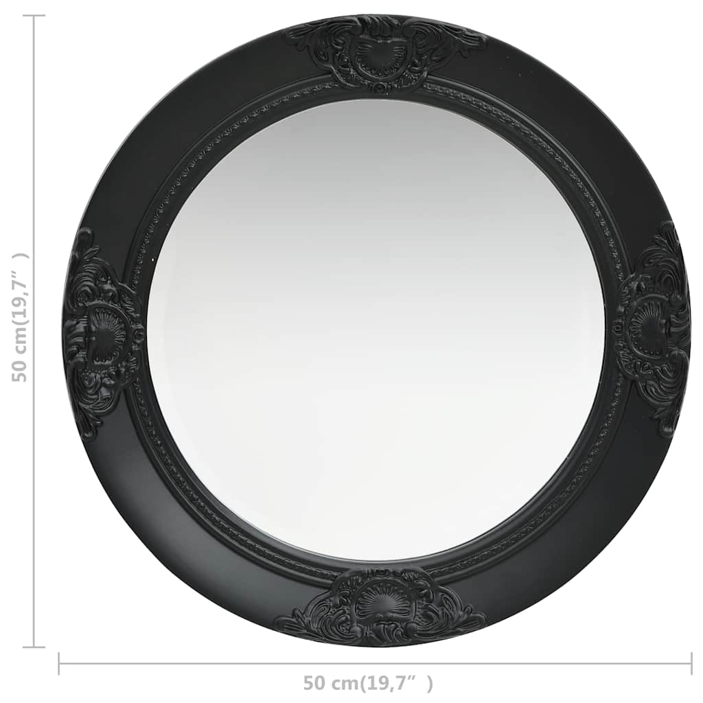 Baroque Style Wall Mirror 50 cm Black
