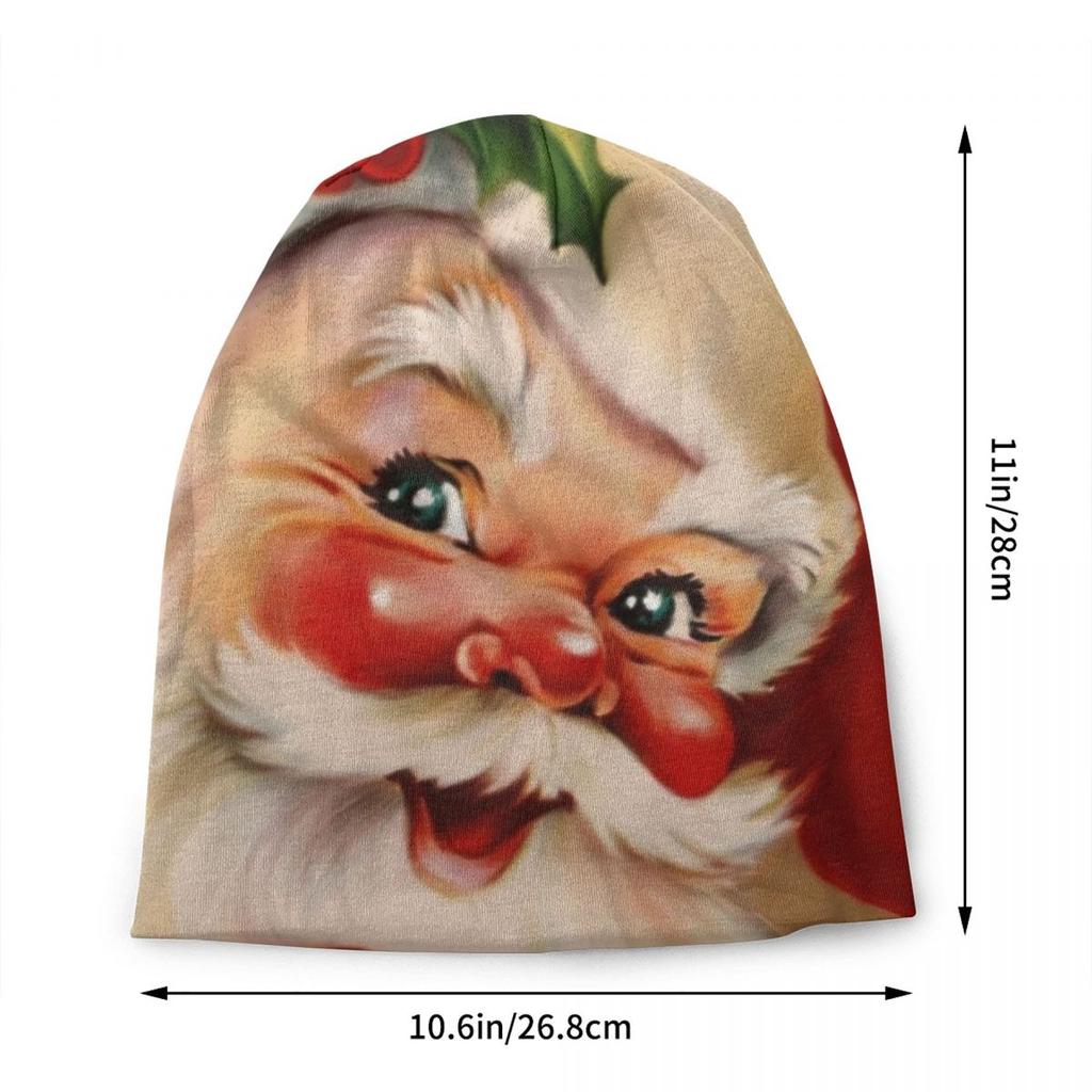 Custom Golden Vintage Santa Claus Skullies Beanies Caps Knitted Hat Street Cartoon Merry Christmas Bonnet Hats Outdoor Ski Cap