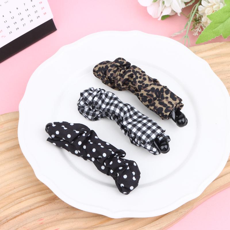Vintage Leopard Print Dot Plaid Banana Hair Clip For Women Girls Sweet Hair Ornament Hairpin Fashion Hair Accessories Gift
