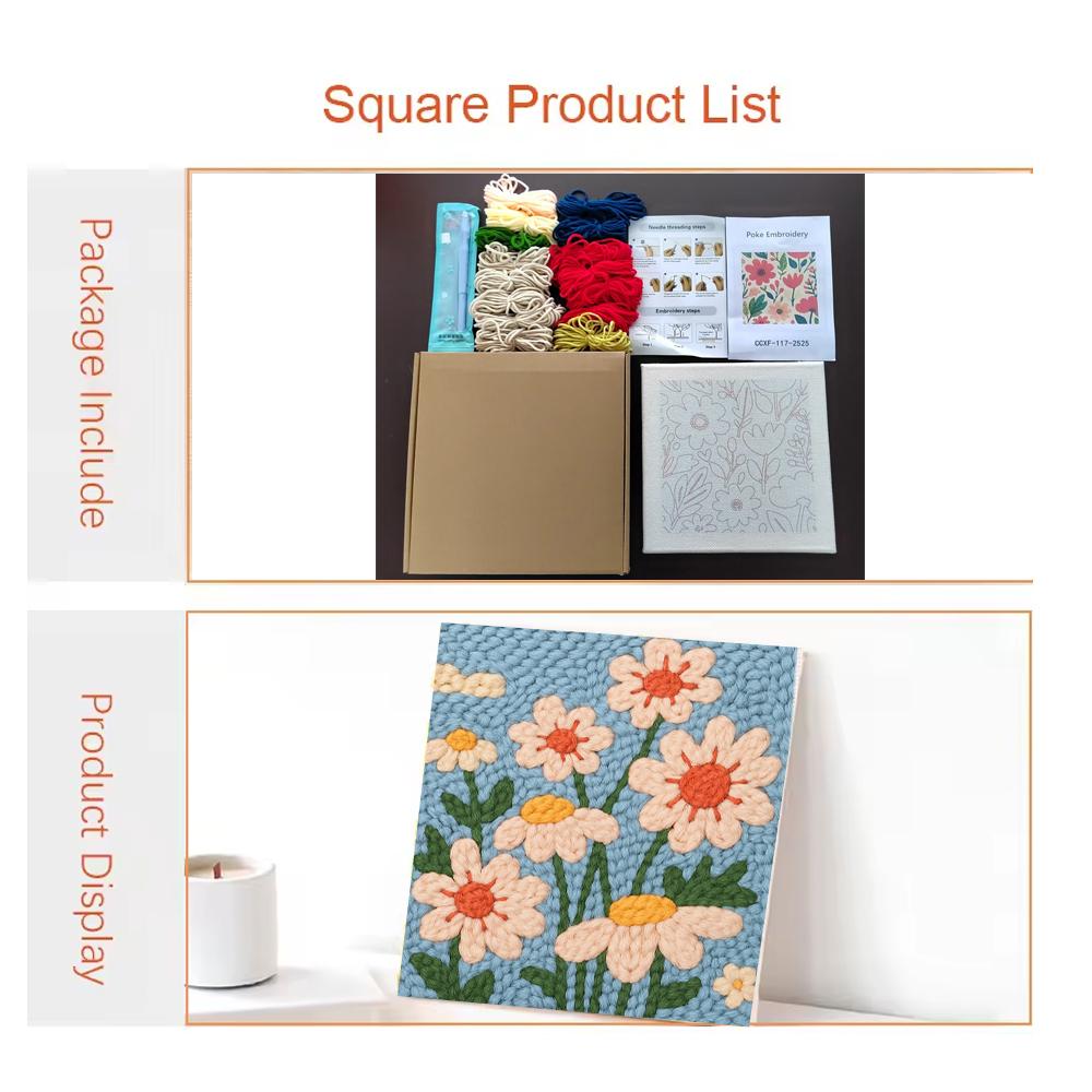 Punch Needle Embroidery Kits for Adults Beginner Flower Embroidery Poking Punch Needle Kit with Yarn Painting DIY Crafts