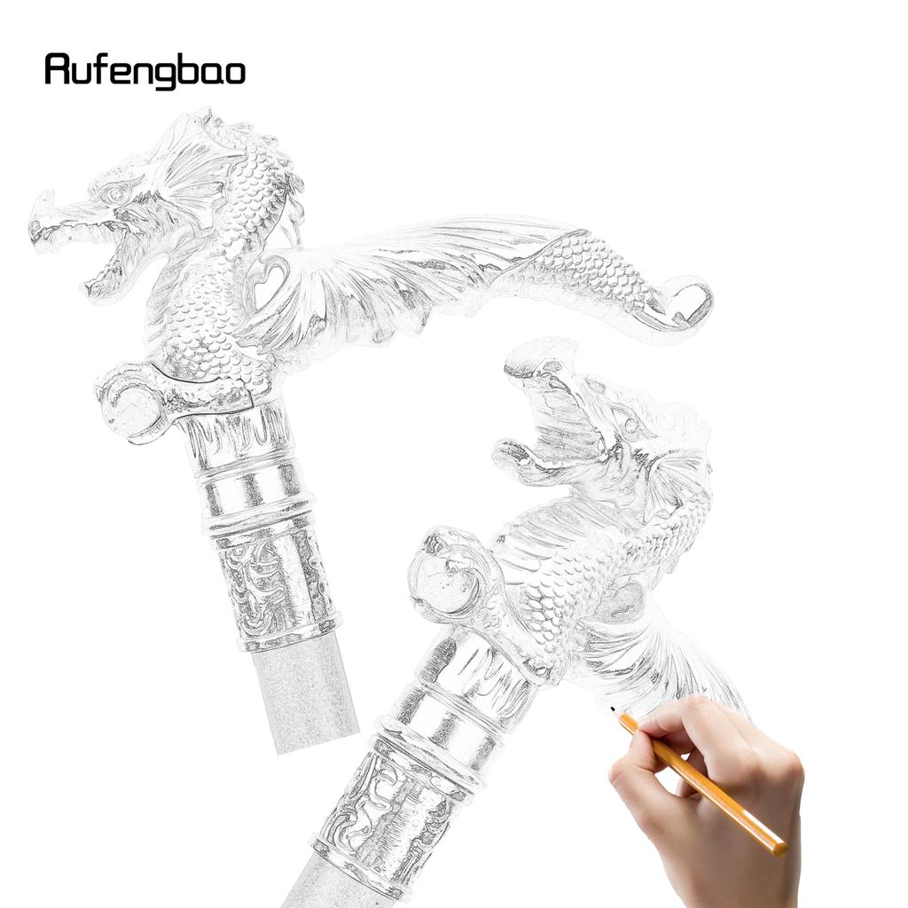 Golden White Dragon Scrambling Ball Fashion Walking Stick Decorative Cospaly Vintage Party Fashionable Walking Cane Crosier 93cm