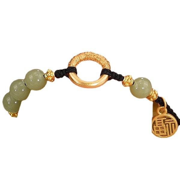 Embrace Happiness Natural Hetian Jade Agate Bracelet for Women, Summer Couple's Style, a Pair, Qixi Festival Gift for Girlfriend