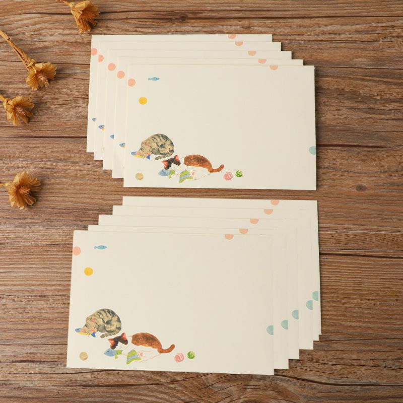Creative Fresh Cat Western Style Envelopes and Colorful Postcard Storage
