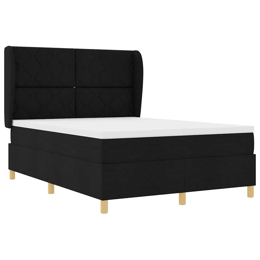 Boxspring Bed with Headboard Black 200 x 140 cm Fabric