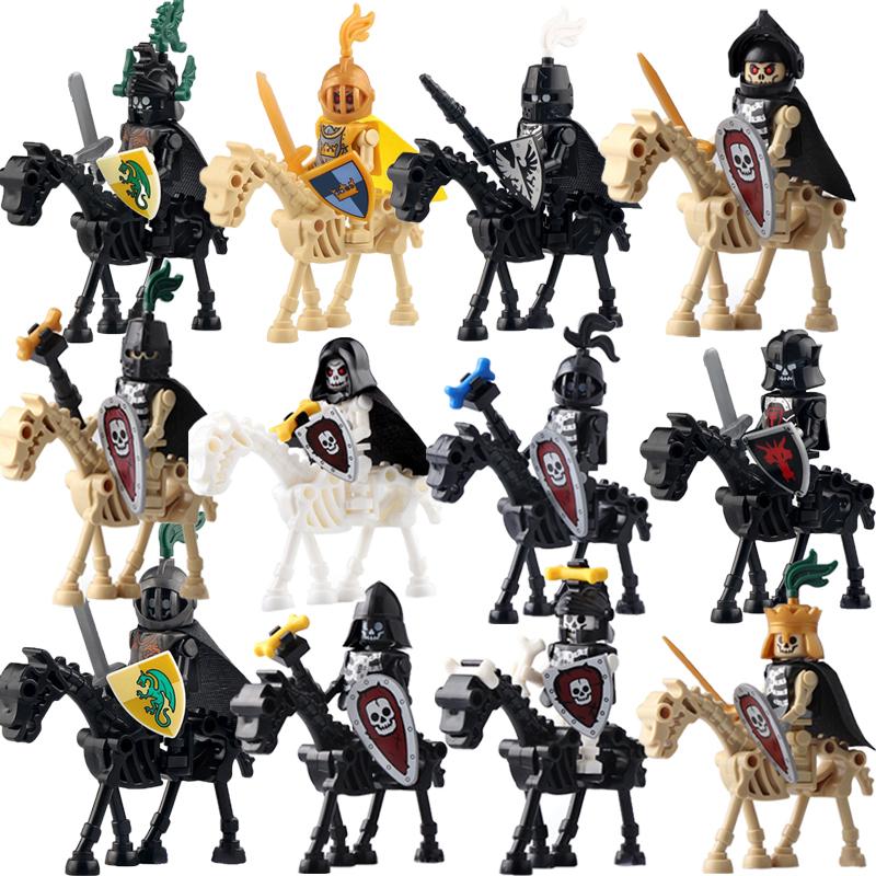 Skeleton Soldier Army King Knight Undead Horse Warrior Bricks Building Block Ringwraith Saddle Roman Soldiers Sword Waffen Toys