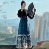 Chinese Ming Dynasty Style Hanfu Women's Stand Collar Daily Print horse-face  Skirt