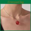 Stylish Red Brain Pendant Necklace Eye-catching Accessory For Halloween Celebrations