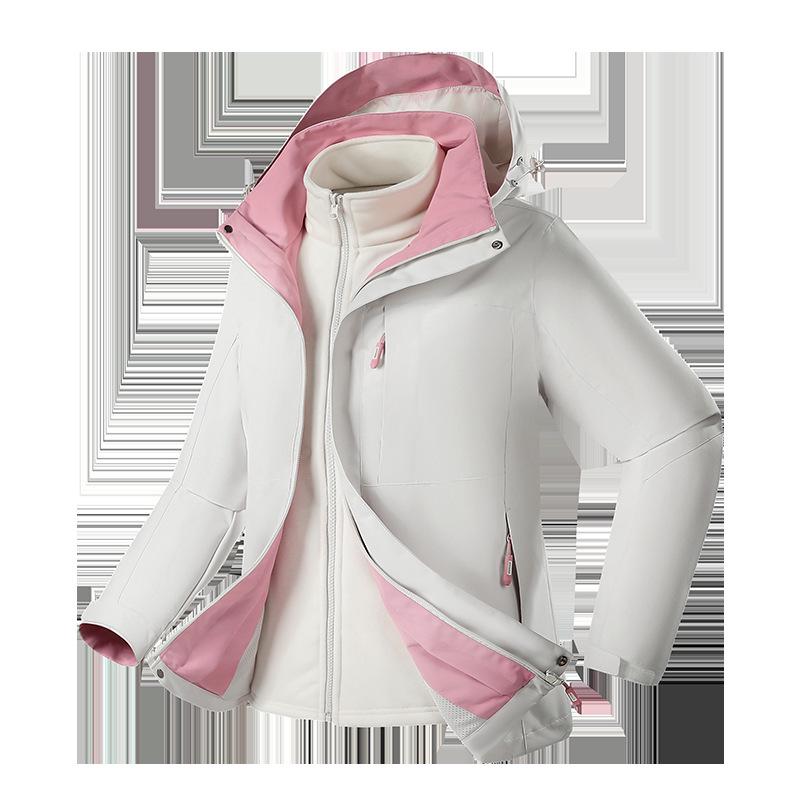 Unisex Windproof & Waterproof 3-in-1 Jacket with Detachable Fleece Liner for Mountaineering