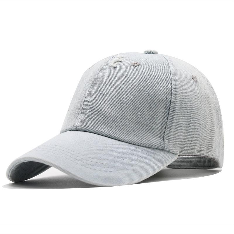 Retro Washed Cotton Denim Men'S Baseball Cap Ripped Baseball Cap Simple Light Board Cap Sun Hat Women