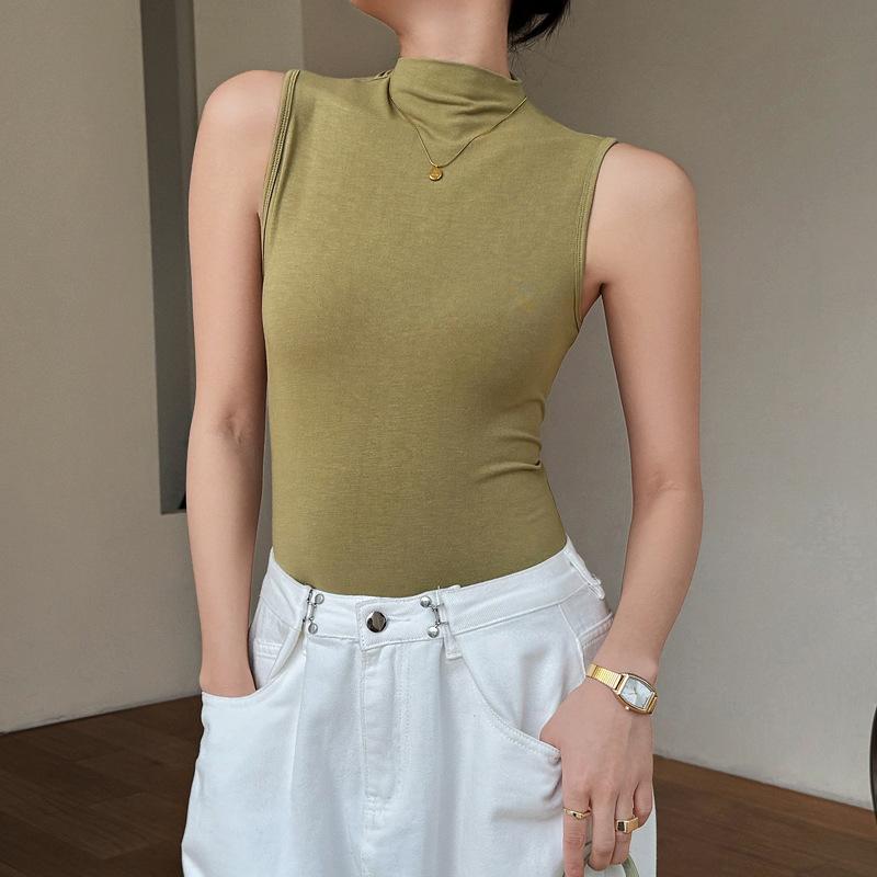 Francouzská košilková vesta pro ženy Volný kulatý výstřih Top bez rukávů ve tvaru I Nošený zvenku Spárovaný se základní košilí na jaro léto