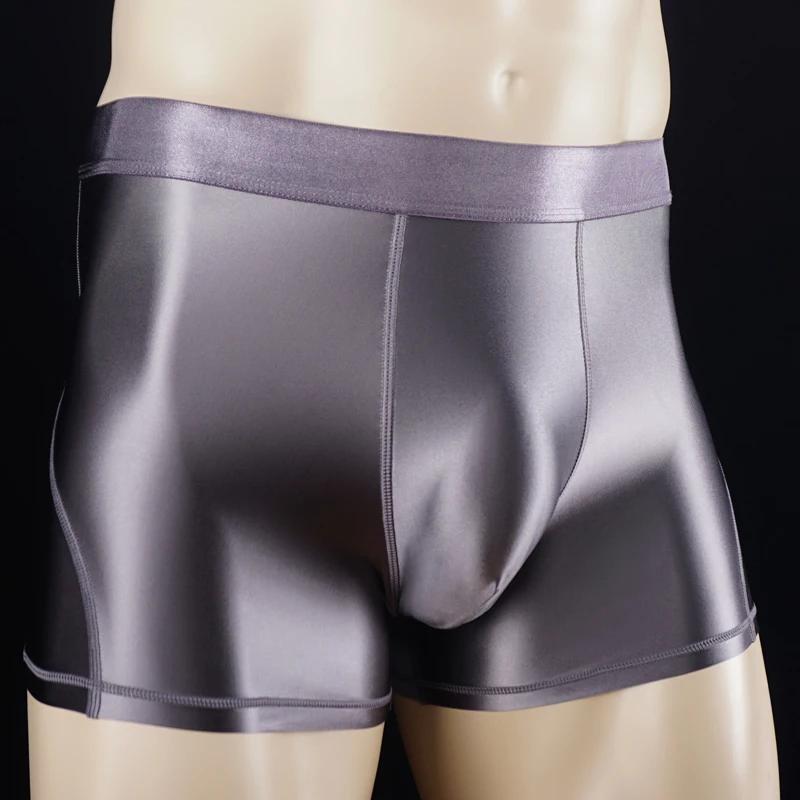 Sexy Men'S Glossy Swimming Trunks Shinny Shorts Boxer Underwear