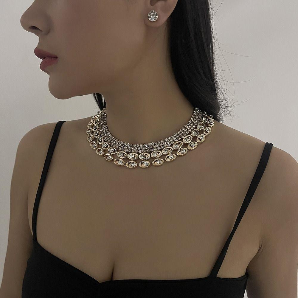 Imitationsperlen-Halskette Ohrring-Set Exquisite Schlüsselbeinkette Mehrlagiges Schmuckset Bankett