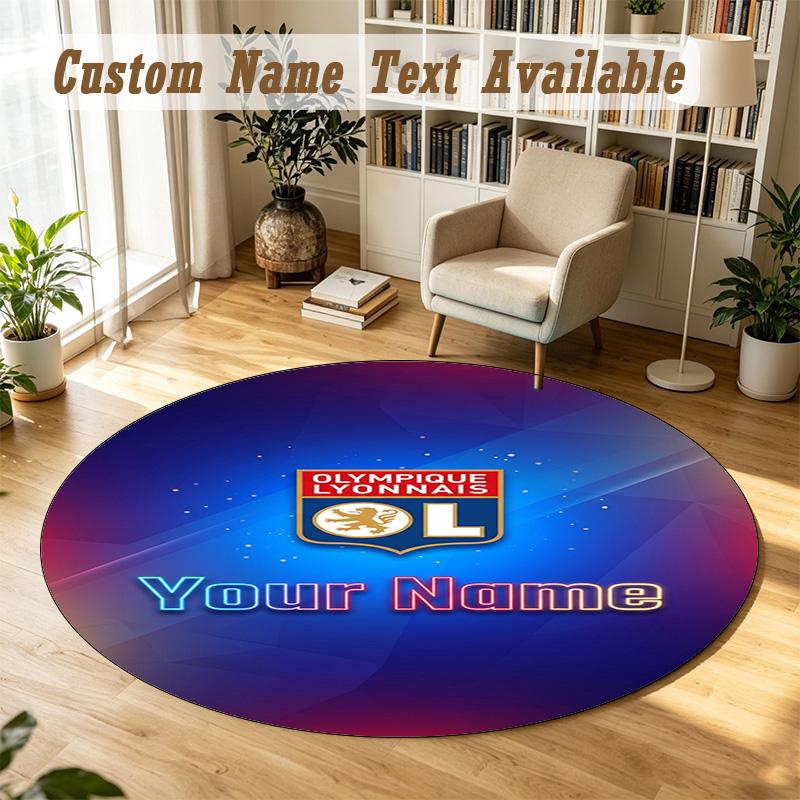Round Rug Custom NameLyon FC Pattern Non Slip Carpet Home Floor Decor