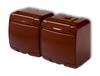 Junior Double Socket with Switch (Brown Flap) Brown Ip54 4Ghe-2