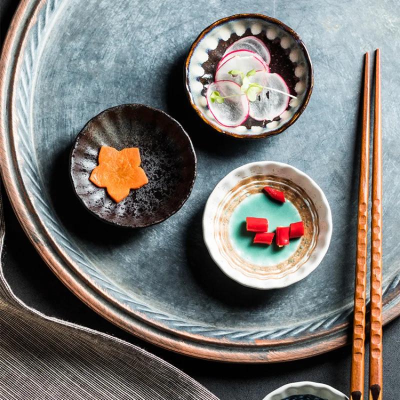 Japonský retro keramický kořenící talíř domácí svačinový talíř hotelová restaurace horký hrnec omáčka jídlo ochucené jídlo kuchyňské potřeby nádobí