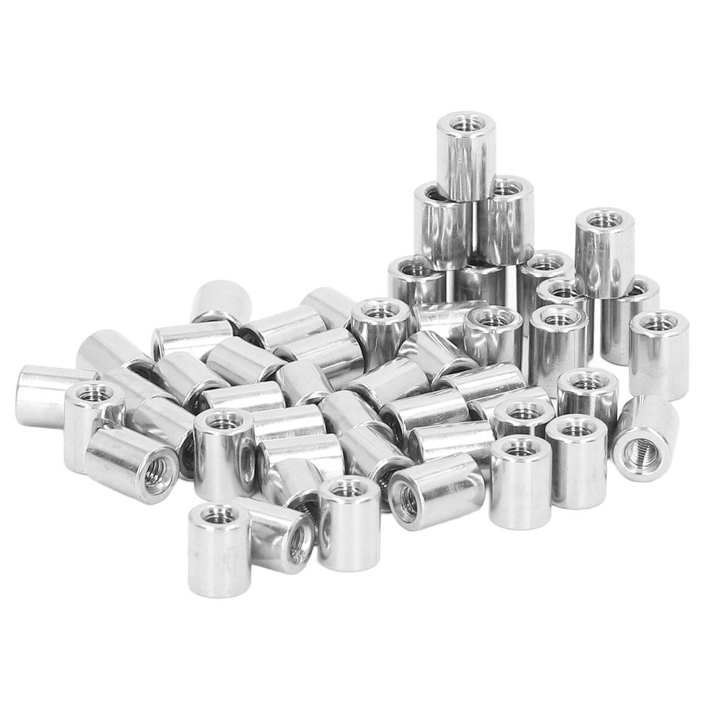 50Pcs M4 Female Thread Coupling Nut Rugged Stainless Steel Maintenance Cylindrical Coupling Nut Kit