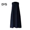 Women Summer Dress O Neck Loose A-line Sleeveless Solid Color Mid-calf Length Soft Breathable Casual Pockets Plus Size Lady Midi Dress