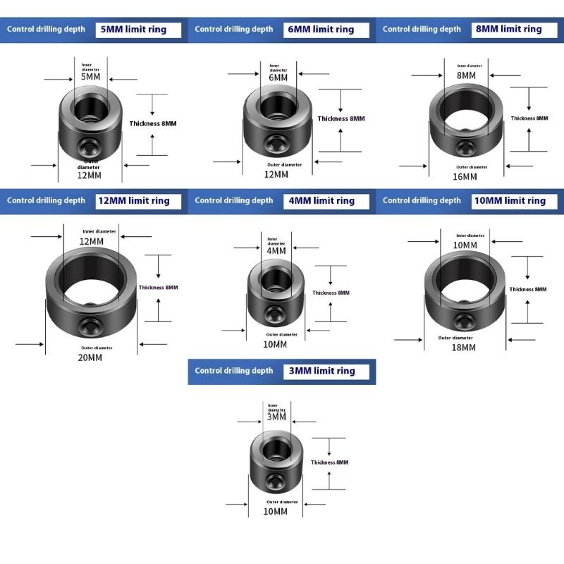 Professional Drill Bit Depth Rings Hardened Metal Base With Stainless Steel Screws Depth Stop Rings