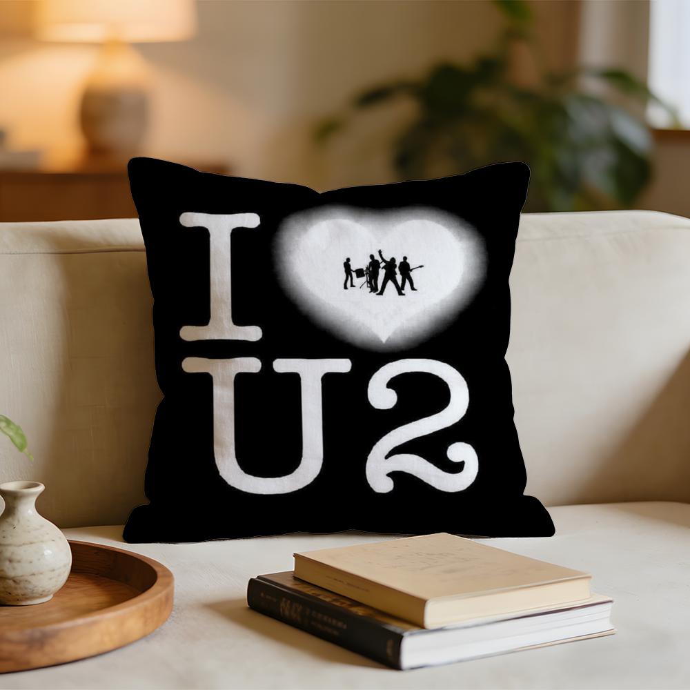 

Rock Band UU2 Cushion Cover Short plush pillowcase for bed sofa carwashable 30x30cm