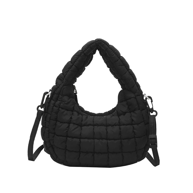 Pleated cloud bag women's autumn and winter new down cott handbag casual versatile bubble shoulder messenger bag