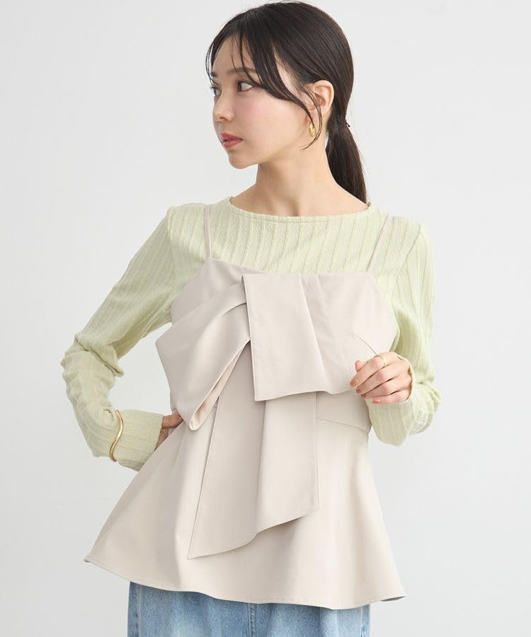 Music Sweater Vest with Front Ribbon Bustier for Beige [Earth & Ecology] Women,