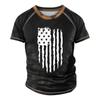 Men's Raglan T-shirt Retro Short Sleeve Round Neck Independence Day Printing Tops