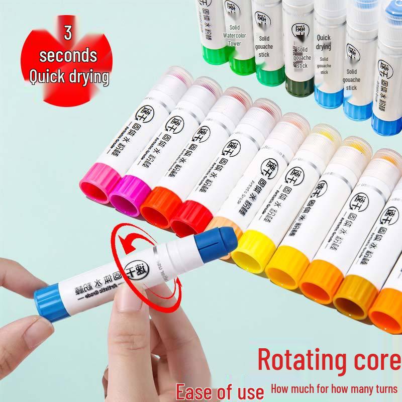 Tutingmei Quick-Drying Watercolor Sticks - 24 Vibrant Colors for Kids' Art Projects