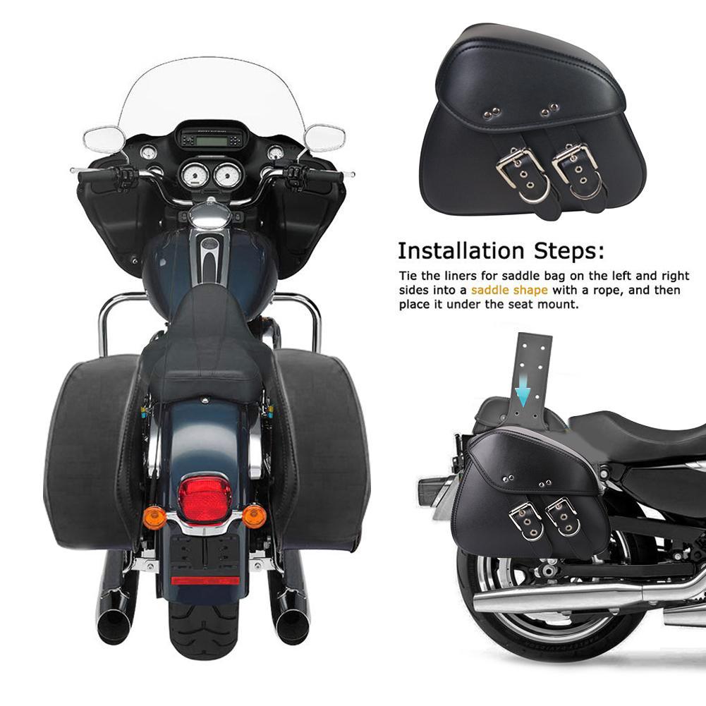Goat Leather Motorcycle Motorbike universal Fit Tool Roll Saddle Bag Brown