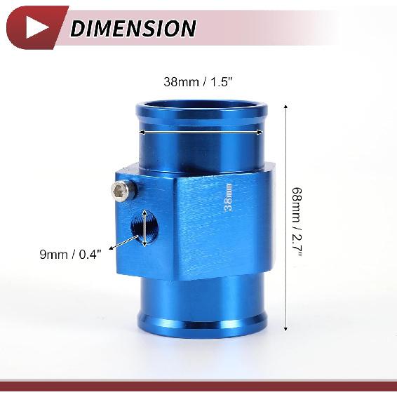 1 Set Car Water Coolant Temperature Sensor Adapter Joint Pipe Radiator Sensor Adaptor 38mm Blue