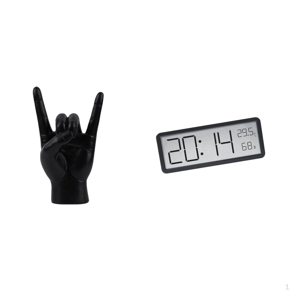 Rock Hand Gesture Statue Digital Wall Clock Sign Crafts Creative Sculpture Finger