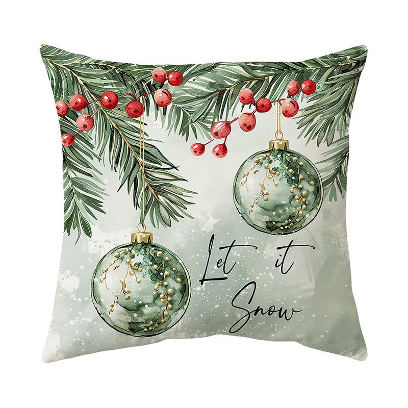 Winter Christmas Snow Scenery Printed Pillow Cover Holiday Decoration Sofa Cushion Cover American Home Bedroom Cushion