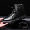 Martin Boots Men's New Autumn and Winter Velvet Men's British High-top Casual Leather Shoes Non-slip Soft Leather Men's Shoes
