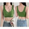 Women Wide Shoulder Seamless Wireless Vest Style Gathering Bra With Chest Pad