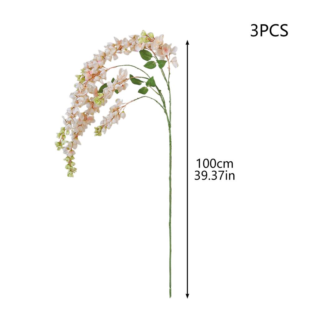 3 Pcs Artificial Wisteria Flowers Branches Fake 39 Inch Long Stems Silk Wisteria Flowers String for Home Balcony