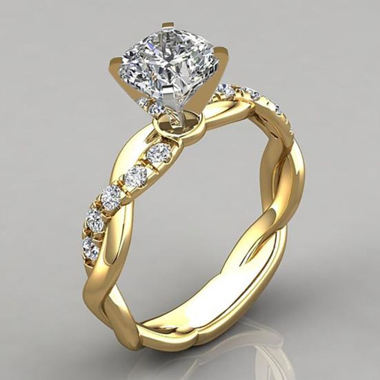 Damen Exquisiter Romantischer Strass Verdrehter Verlobungsring Schmuck Accessoire