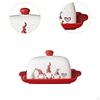 Christmas Butter Container Fresh with Lid Appetizer Tray Ceramic Tableware for Household Cafe
