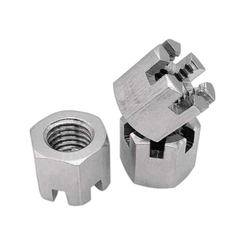 304 Stainless Steel Slotted Hex Nut, M12/M14/M16 Sizes