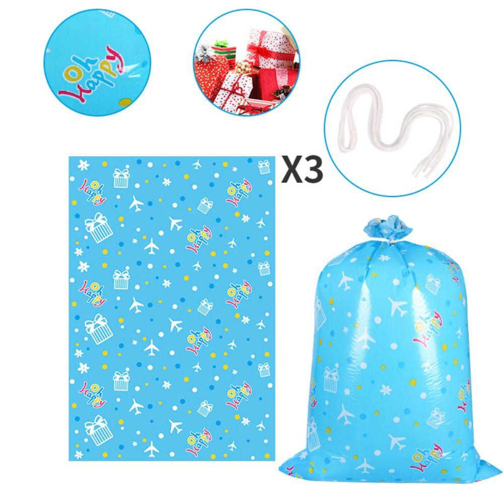 

3 pcs Christmas Atmosphere Gift Packaging Bag Gift Storage Bag Christmas Decorations синий