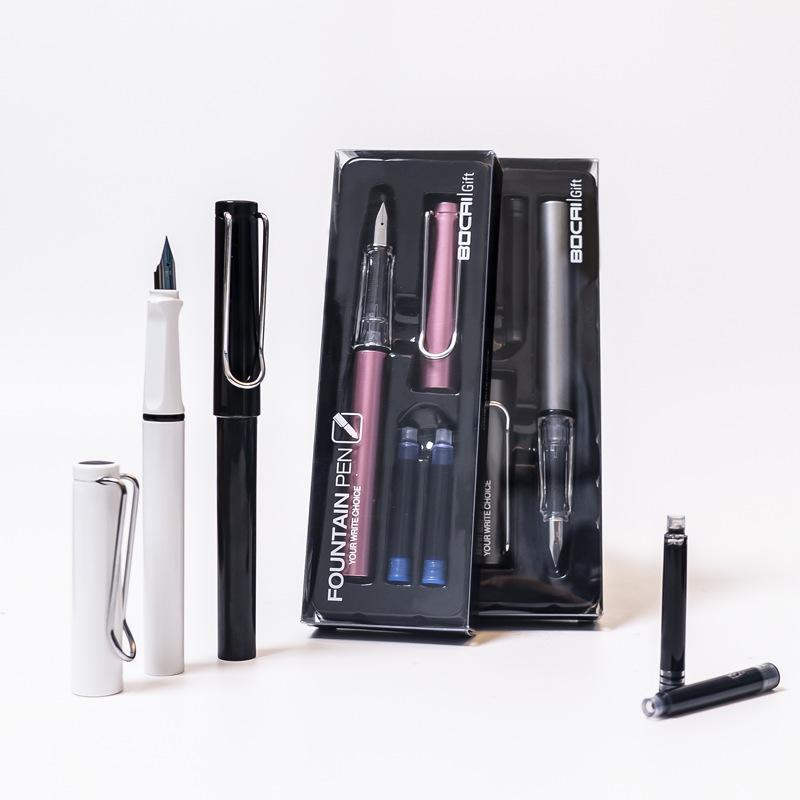 9020 Round Rod Box With Positive Posture Pen, Replaceable Ink Bag Pen For Students To Practice Calligraphy, High-End Gift Box Pen