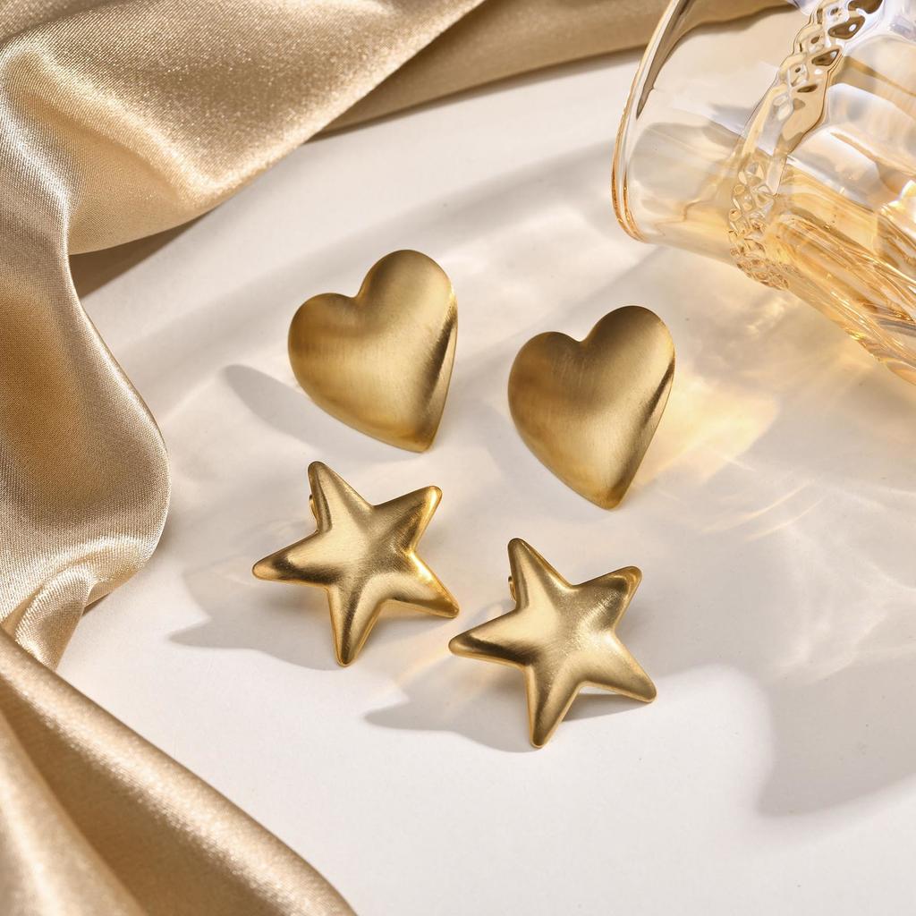 Xiaomi Vnox Romantic Heart Stud Earrings for Women,Stainless Steel Gold Color Ear Gifts to Valentine's Mother's Day Birthday Party