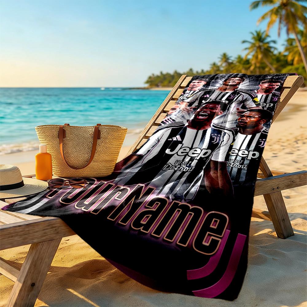 Juventus Customizable Name Beach Towel Super Soft & Absorbent Suitable for Sports Travel Swimming Yoga Bathroom Beach And Pool