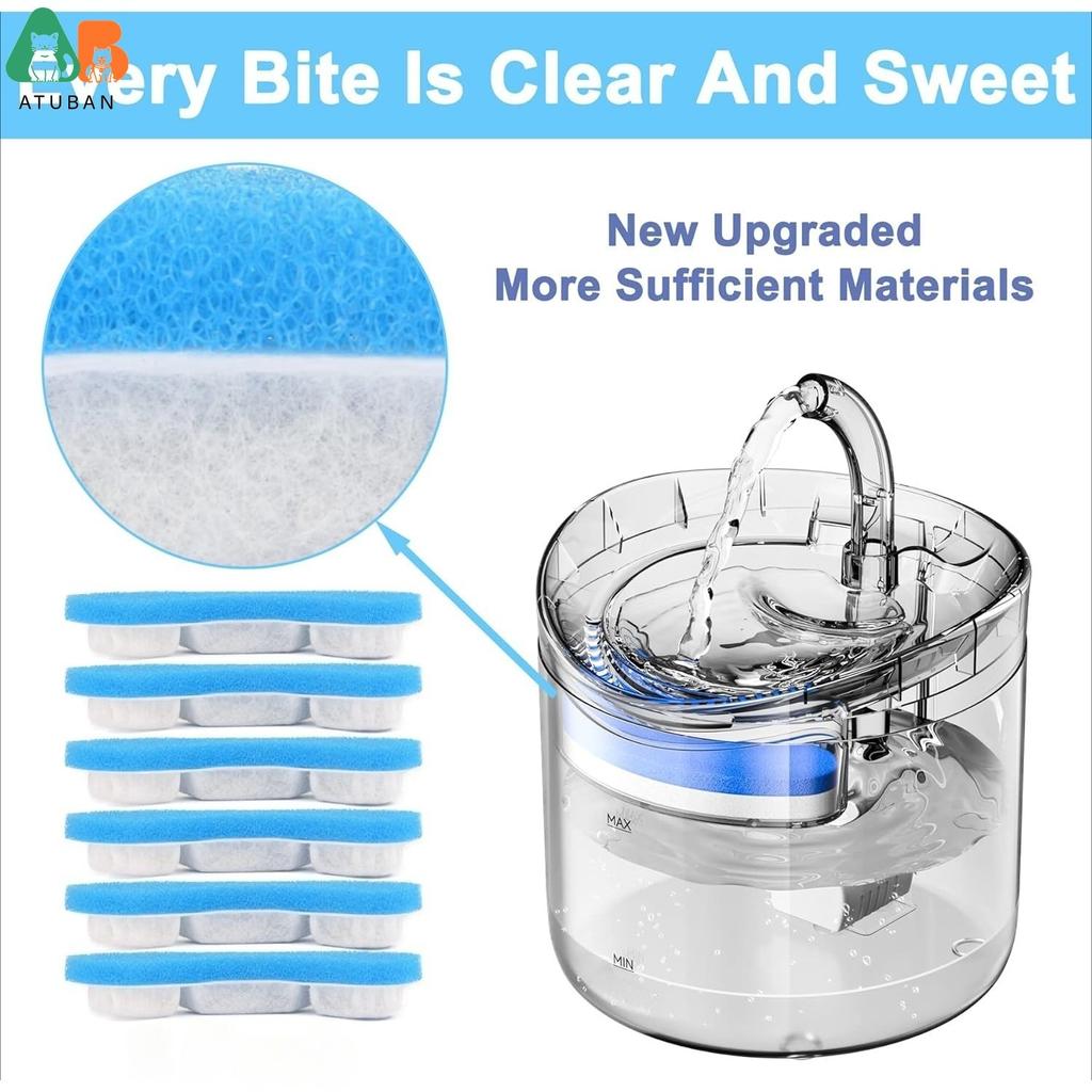ATUBAN Cat Water Fountain Filters for WF050&WF100 Cat Fountain,Pet Fountain Filters Replacement Automatic Dog Water Dispenser