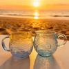 Gradient Color Ocean Theme Mug Waved Texture Wave Mug Portable Textured Cup  Coastal