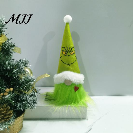 Front Wall Festive Hanging Decor Christmas Tree Green Haired Plush Ornament, Stuffed Animal Doll Dwarf Garden Holiday Accents Figurine, Party Supplies