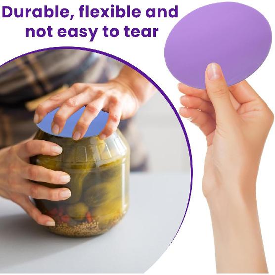 Jar Opener Gripper Pads (Pack of 4) - Round Non Slip Grippers for Jars, Lids & Bottles - Multipurpose Silicone Jar Lid Openers for Opening Jars for